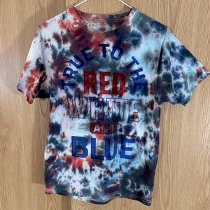Patriotic Red/White/Blue Tie Dye Crew Tee Top